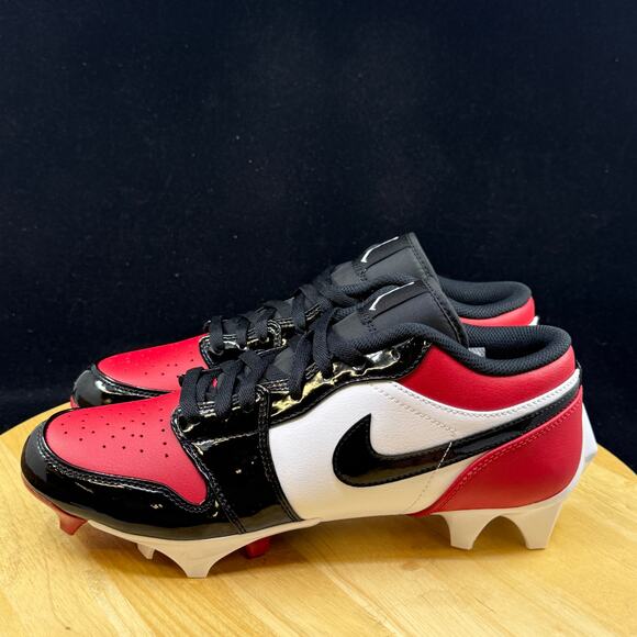 Nike Jordan 1 Low TD Bred Toe Patent Football Cleat FJ6245-601 Men\'s Size 9 New main image 5